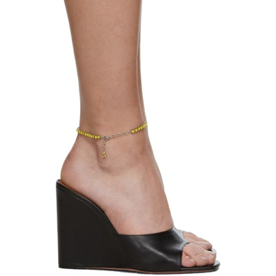 Shop Amina Muaddi Yellow Tennis Anklet In Citrine