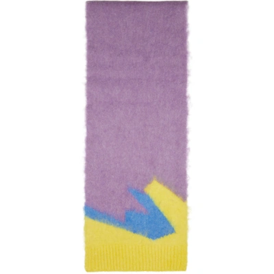 Shop Loewe Pink Intarsia Knit Scarf In 7629 Pink/multicolor