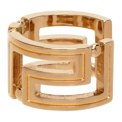 Versace Gold Tone Greca Ring In  Gold