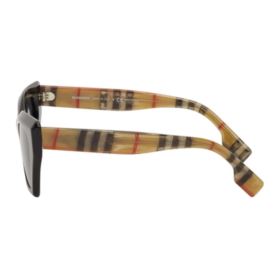 Shop Burberry Black Check Cat-eye Sunglasses In 3757t3 Blk