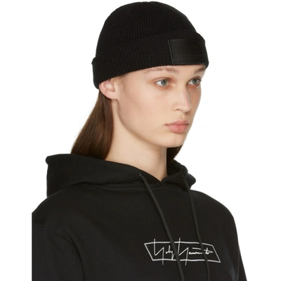 Shop Yohji Yamamoto Black New Era Edition Cuffed Logo Patch Beanie In 1 Black