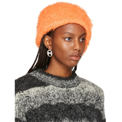 Shop Attico Orange Knit Beanie In 178 Neon Or