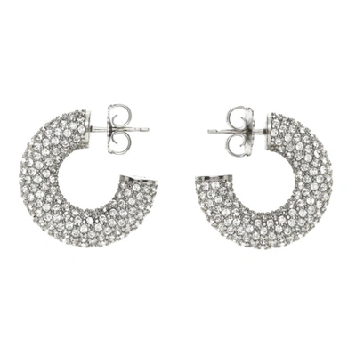 Shop Amina Muaddi Silver Mini Cameron Hoop Earrings