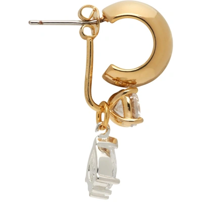 Shop Mounser Gold Mismatched Glint Huggie Earrings In Clear