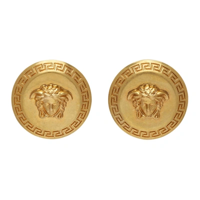 Shop Versace Gold Tribute Medusa Earrings In Kot Tribute Gold