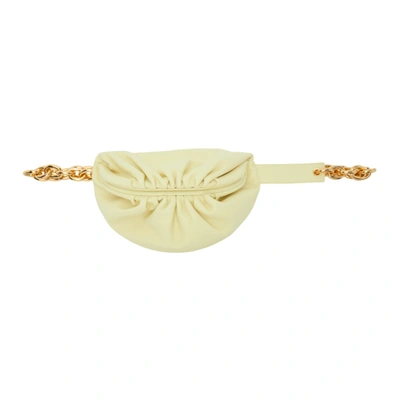 Shop Bottega Veneta Yellow Belt Chain Pouch In 7406 Ice Cream