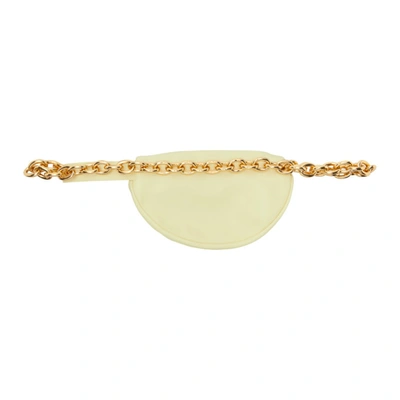 Shop Bottega Veneta Yellow Belt Chain Pouch In 7406 Ice Cream