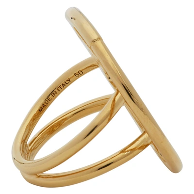 Shop Burberry Gold Large Monogram Motif Ring In Light Gold