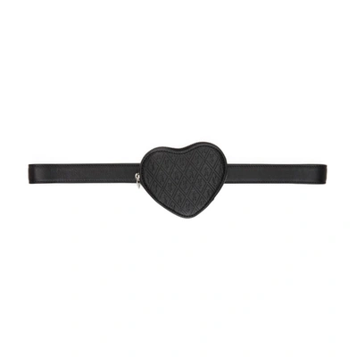 Shop Saint Laurent Black Logo Heart Belt Bag In 1000 Black/black