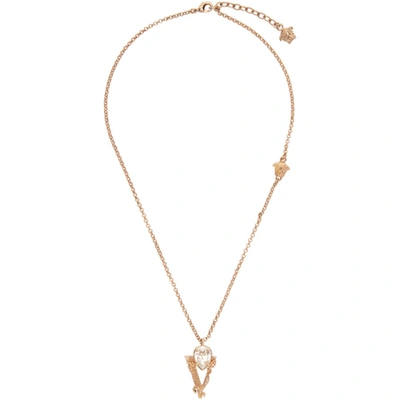 Shop Versace Gold Virtus Necklace In 4j090 Gold Crystal