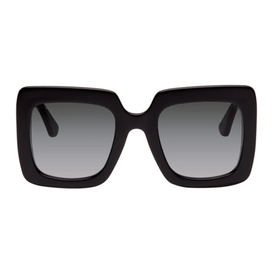 Shop Gucci Black Square Oversized Sunglasses In 001 Black