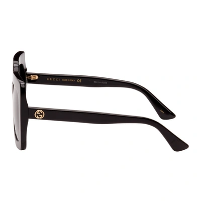 Shop Gucci Black Square Oversized Sunglasses In 001 Black