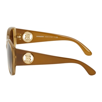 Shop Burberry Brown Oversize Tb Sunglasses