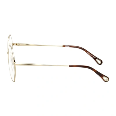 Shop Chloé Gold Hexagonal Glasses In 004 Gold