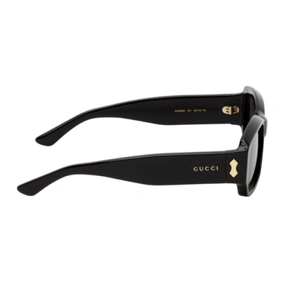 Shop Gucci Black Rectangular Sunglasses In 001