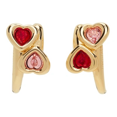 Shop Jiwinaia Red & Pink Heart Earrings In Gld/pnk/rd