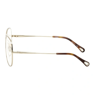 Shop Chloé Gold Square Glasses In 001 Gold