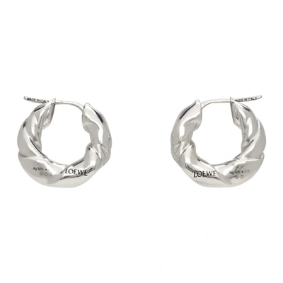 Shop Loewe Silver Nappa Twist Earrings In 9330 Rhodium