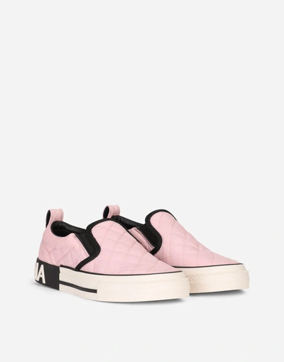 Shop Dolce & Gabbana Quilted Nylon Custom 2.zero Slip-on Sneakers In Pink