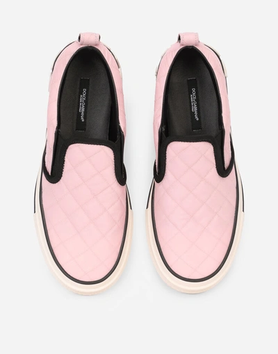 Shop Dolce & Gabbana Quilted Nylon Custom 2.zero Slip-on Sneakers In Pink