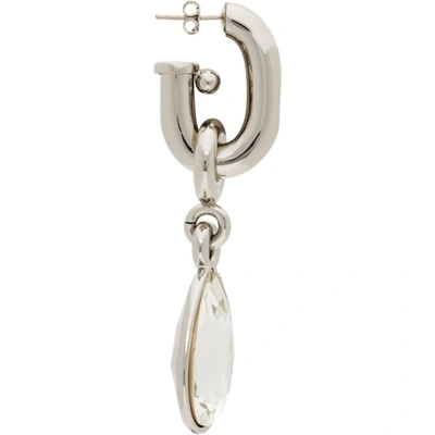 Shop Paco Rabanne Silver Xl Link Crystal Hoop Earrings In M062 Silver / Diamo