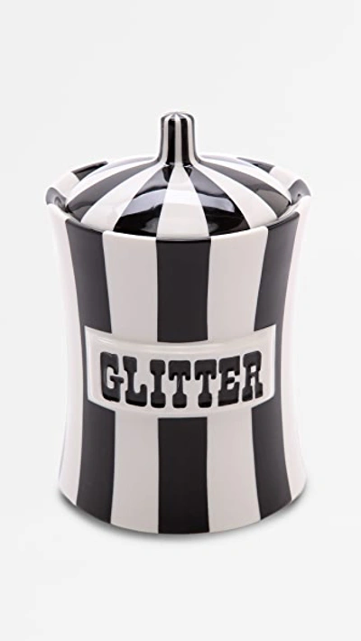 Shop Jonathan Adler Glitter Canister Black/white One Size