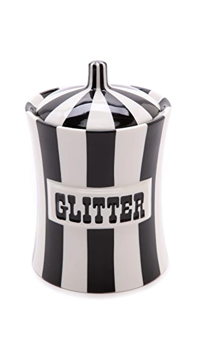 Shop Jonathan Adler Glitter Canister Black/white One Size