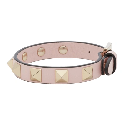 Shop Valentino Pink Rockstud Bracelet In 16q Rose Quartz
