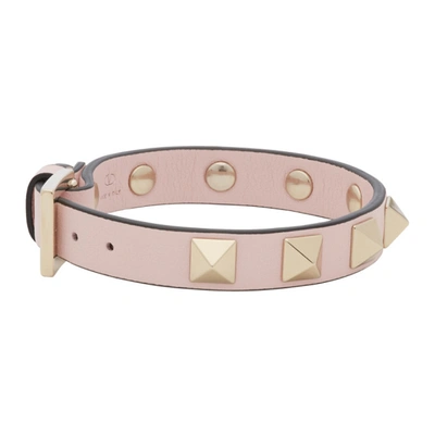 Shop Valentino Pink Rockstud Bracelet In 16q Rose Quartz