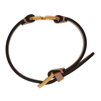 Shop Valentino Pink Leather Vlogo Bracelet In Gf9 Rose Cannelle
