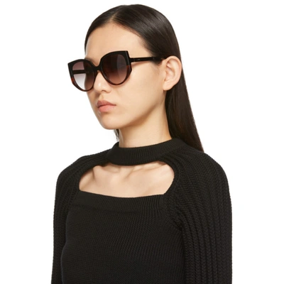 Shop Loewe Black Oversized Cateye Sunglasses In 05f Black And Other