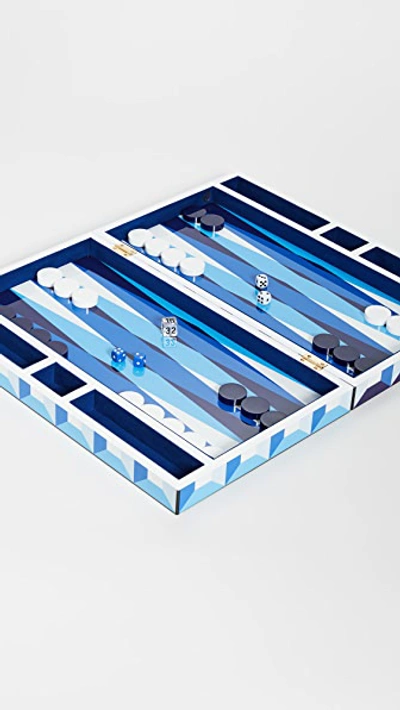 Shop Jonathan Adler Sorrento Backgammon Set In Blue/white