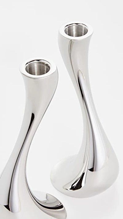 Shop Georg Jensen Cobra Candleholder Medium 2 Pcs Stainless Steel One Size