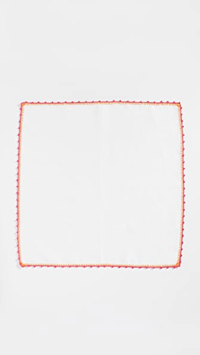 Shop Kim Seybert Knotted Edge Napkin Set White/pink/orange One Size