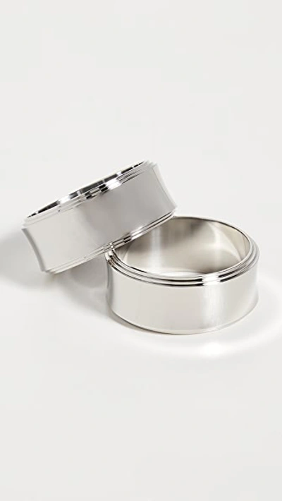 Shop Georg Jensen Pyramid Napkin Rings (set Of 2) Stainless Steel One Size