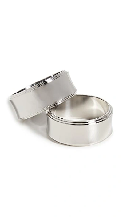 Shop Georg Jensen Pyramid Napkin Rings (set Of 2) Stainless Steel One Size