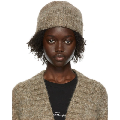 Maison Margiela Ribbed Wool Beanie Hat In M Antracite | ModeSens