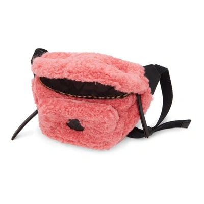 Shop Moncler Pink Sherpa Felicie Belt Bag In 50u Pink