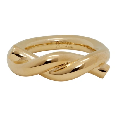 Shop Bottega Veneta Gold Knot Ring In 8120 Gold