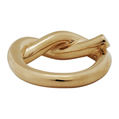 Shop Bottega Veneta Gold Knot Ring In 8120 Gold