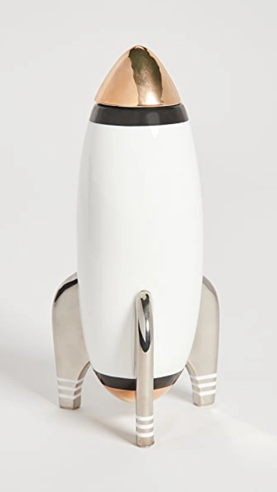 Jonathan Adler Rocket Decanter - Whiskey White W/ Black/gold/silver One Size