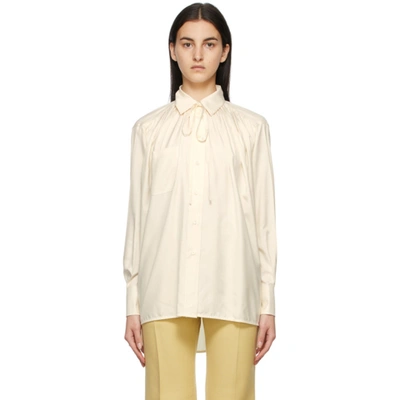 Shop Victoria Beckham Off-white Silk Neck Tie Shirt In 7109 Off White