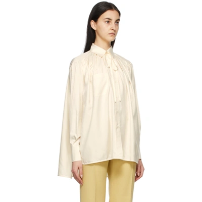 Shop Victoria Beckham Off-white Silk Neck Tie Shirt In 7109 Off White
