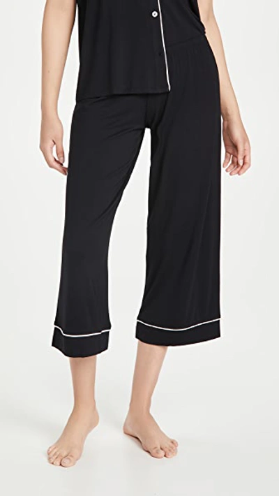 Eberjey Gisele Short Sleeve Crop Pj Set In Black/sorbet Pink