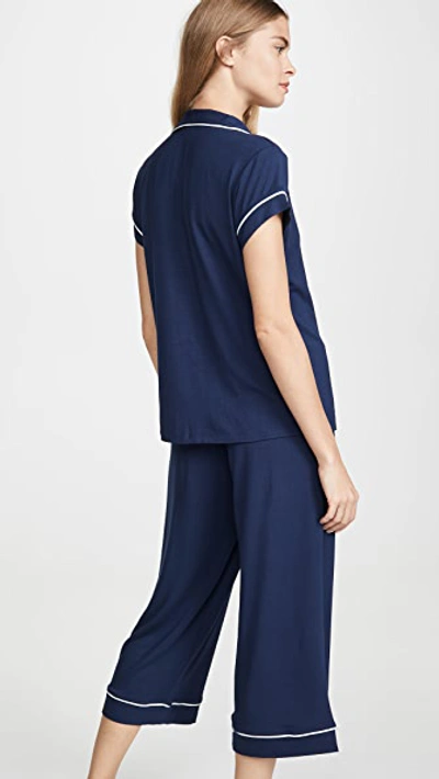 Eberjey Gisele Short Sleeve Crop Pj Set Navy/ivory In Blue