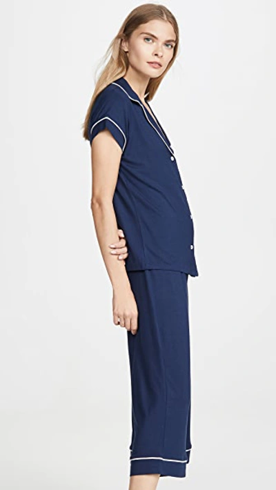 Eberjey Gisele Short Sleeve Crop Pj Set Navy/ivory In Blue