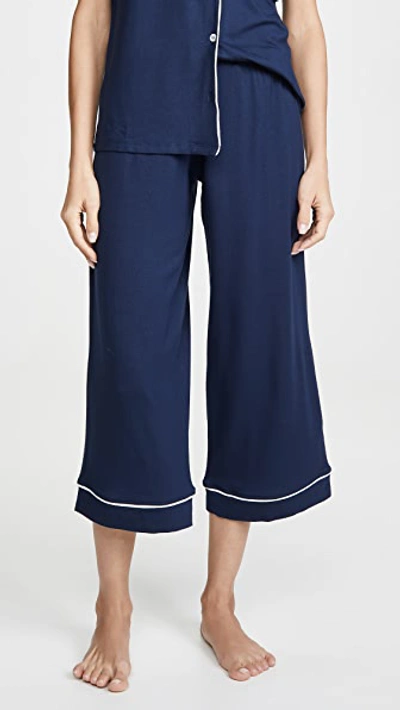 Eberjey Gisele Short Sleeve Crop Pj Set Navy/ivory In Blue