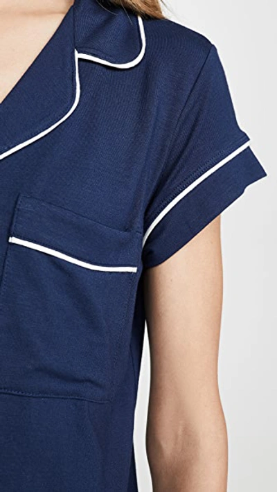 Eberjey Gisele Short Sleeve Crop Pj Set Navy/ivory In Blue