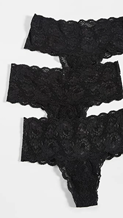 Cosabella Never Say Never Comfy Thongs 3 Pack In Blk Blk Blk