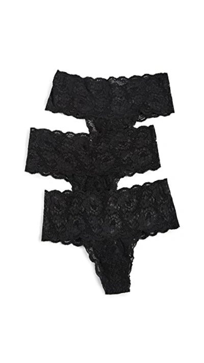 Cosabella Never Say Never Comfy Thongs 3 Pack In Blk Blk Blk